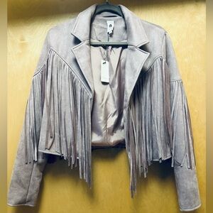 NWT Fringe Suede Jacket - Light Purple